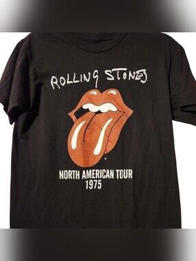 Rolling Stones Band Tee Shirt Adult‎ Small Black North American Tour 1975